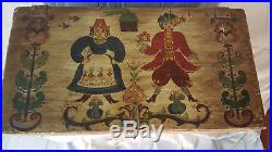 Antique German hand painted dowry marriage cabinet chest trunk folk art