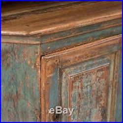Antique Hand Painted Blue Swedish Folk Art Cabinet Cupboard