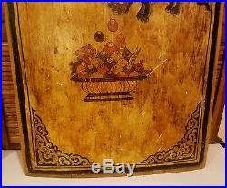 Antique Hand Painted Chamfered Wooden Carousel Panel Folk Art Architectural Sign