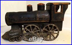 Antique Homemade Folk Art Toy Train Steam Engine Wood, Iron, Old Paint c1900
