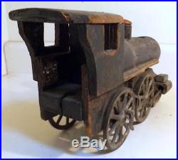 Antique Homemade Folk Art Toy Train Steam Engine Wood, Iron, Old Paint c1900