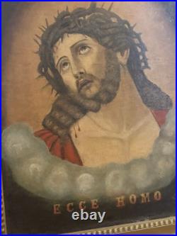 Antique Jesus Christ Oil Painting Original Signed 1932