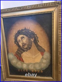 Antique Jesus Christ Oil Painting Original Signed 1932