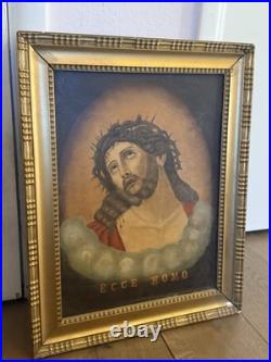Antique Jesus Christ Oil Painting Original Signed 1932