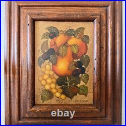 Antique Judith Holbrook Gibson Framed Still-life Painting, Signed FOLK ART