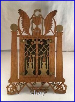 Antique Masonic Fraternal Mason Folk Art Reticulated Wood Picture Frame Diorama