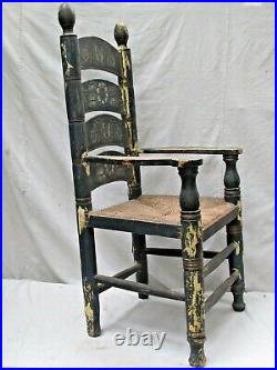 Antique Mexican Painted Wood Arm Chair c. 1910