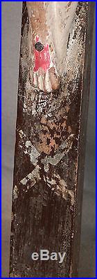 Antique Mexico Folk Art Wood carving Santo Crucifix Cross Jesus OLD PAINT Corpus