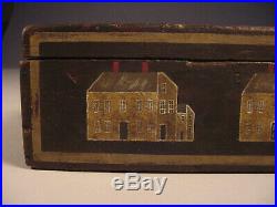 Antique Miniature Paint Decorated Document Box Folk Art