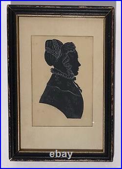 Antique ORIGINAL Signed SILHOUETTE AUGUSTUS DAY HAND PAINTED AMERICAN FOLK ART