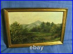 Antique O/B Folk Art Painting N. Conway, N. H c. 1900 view of Mt. Washington