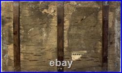 Antique Oil Painting British Primitive Portrait of Faithful Dog J. HUNTER c1890