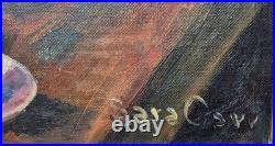 Antique Oil Painting Floral Still Life Signed Ornate Gold Frame 28 x 24