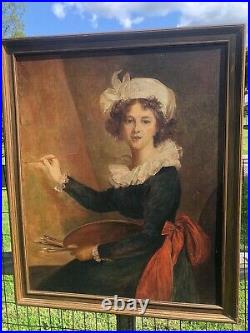 Antique Oil Painting Portrait of Young Women Copy of Vigee-Lebruns