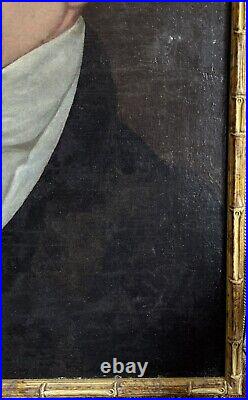 Antique Oil Portrait Painting Young Man 18th Century Folk Art American School