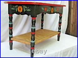 Antique Olinala Hand Painted Table from Mexico