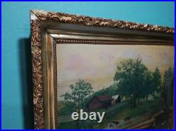 Antique Original Folk Art Painting oil on old board Artist Unknown no info