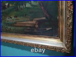 Antique Original Folk Art Painting oil on old board Artist Unknown no info Antique Original Folk Art Painting oil on old board Artist Unknown no info