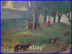 Antique Original Folk Art Painting oil on old board Artist Unknown no info