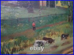 Antique Original Folk Art Painting oil on old board Artist Unknown no info