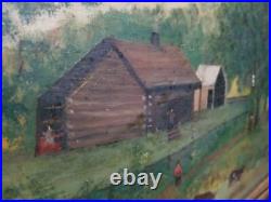 Antique Original Folk Art Painting oil on old board Artist Unknown no info