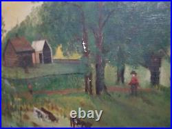 Antique Original Folk Art Painting oil on old board Artist Unknown no info