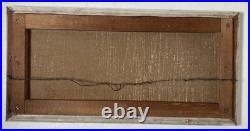 Antique Original Oil Painting Landscape Forest Winter Ice Fishing Skating Snow