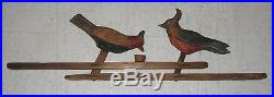 Antique Original PAINT CARVED WOOD BIRDS Feeding FOLK ART Mechanical CHILDS TOY