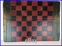 Antique Original Paint Folk Art Wood Gameboard Checkerboard Aafa Hand Scribed