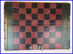 Antique Original Paint Folk Art Wood Gameboard Checkerboard Aafa Hand Scribed
