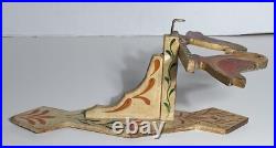 Antique PENNSYLVANIA AMERICAN FOLK ART WALL HANGER BIRDS CARVED & PAINTED WOOD