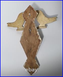 Antique PENNSYLVANIA AMERICAN FOLK ART WALL HANGER BIRDS CARVED & PAINTED WOOD