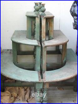 Antique Pair Folk Art Three Tiered Plant Stands Old Green Paint The Best