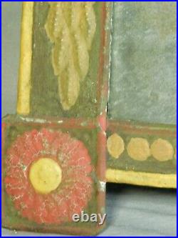 Antique Polychrome Repousse OLD PAINT Retablo Tin Folk Art Picture Frame Mirror
