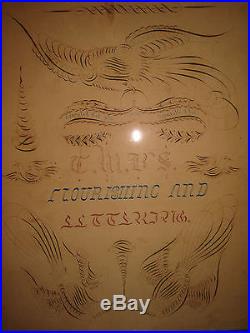 Antique Pre CIVIL War 1858 Granville Oh American Folk Art Painting Eagle Dove