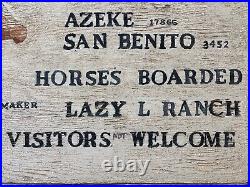 Antique Primitive American Folk Art Arabian Horse Ranch Painted Wood Sign 40s