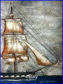 Antique Primitive Folk Art Maritime Nautical Whaling Ship Charles Morgan 1920