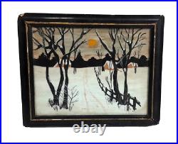 Antique Primitive Folk Art Painting Winter Scene Horace Pippin Style Antique Primitive Folk Art Painting Winter Scene Horace Pippin Style