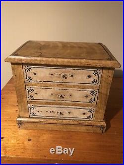 Antique- Primitive Hand Painted& Crafted Folk- Art Wooden Three Drawer Cubby