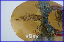 Antique Reverse Painting On Convex Glass Statue Of Liberty, White House Folk Art