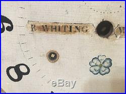 Antique Riley Whiting Tall Case Clock Dial C. 1820s Hand Painted Folk Art House