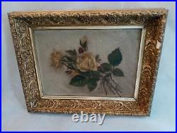 Antique Roses Oil Painting In Period Frame, Unsigned