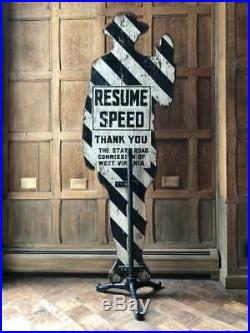 Antique School Safety Sign, Police Officer Speed Limit Sign, Painted Folk Art