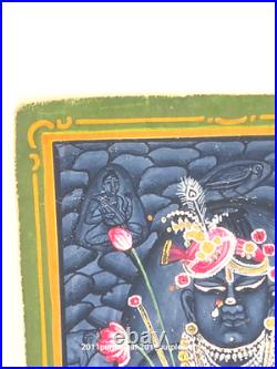 Antique Shrinathji Nathdwara Miniature Painting Lord Krishna Hindu Folk Art