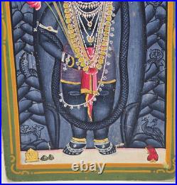 Antique Shrinathji Nathdwara Miniature Painting Lord Krishna Hindu Folk Art