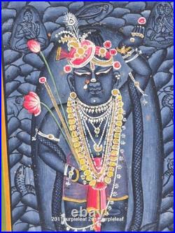 Antique Shrinathji Nathdwara Miniature Painting Lord Krishna Hindu Folk Art
