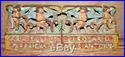 Antique Sicilian Cart Carved / Painted Panel Italy Carving Folk Art Advertising