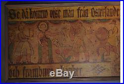 Antique Swedish Bonad Painting Christmas Signed Dated Kurbitz Dala Folk Art OLD