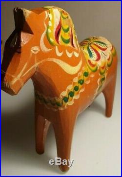 Antique Swedish Dala Horse. Folk Art Carved Sweden Hand Painted. 8