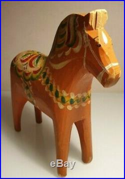 Antique Swedish Dala Horse. Folk Art Carved Sweden Hand Painted. 8